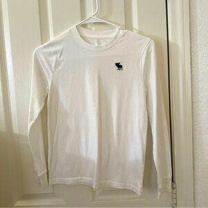 Abercrombie Kids Long Sleeve Shirt White Logo Print Size 9/10 Boys